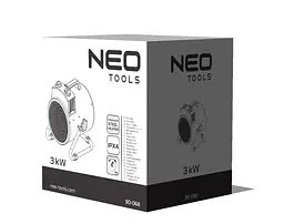 Теплова гармата Neo Tools електрична, 3кВт, 80м кв, 354м куб/год, нагрів. елемент - нерж. сталь, IPX4, чорний - мініатюра 9