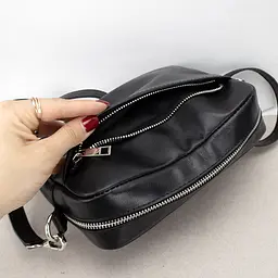 Сумка жіноча шкіряна чорна Handycover S439 кросбоді через плече - мініатюра 5