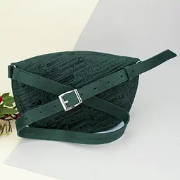 Бананка шкіряна Handycover Ukraine через плече зелена - мініатюра 4