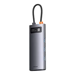 USB-хаб Baseus Metal Gleam Series 4-in-1 Multifunctional Type-C HUB Docking Station Gray（Type-C to USB3.0*4） (WKWG070013) - мініатюра 4