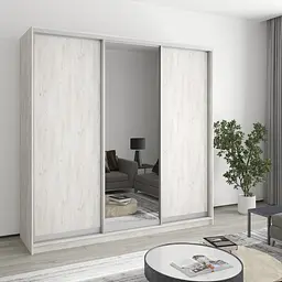 Шафа-купе тридверна MebelStar Комбо AL 2ДСП/Дзеркало 210x60x240 см Аляска сірий (MBS-1772)