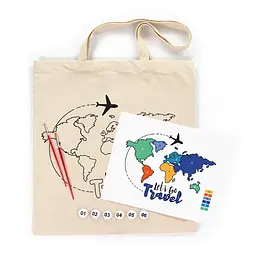 Екосумка-розмальовка, Lets go Travel , бавовна 220 г/м2, 38х42см, ROSA Talent