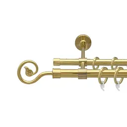 Карниз Orvit Лукка металевий дворядний закритий гладка труба кільце фасонне металеве  Золото 19\16 мм 240 см (00-00009356)