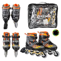 Дитячі ролики Extreme Motion RL2436 колеса що світяться, сірий, S (30-33) - мініатюра 2