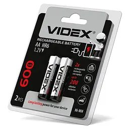 Акумулятори Videx HR6/AA 600mAh double blister/2шт VIDEX (23338-000) - мініатюра 2