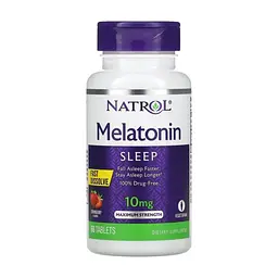 Амінокислота Natrol Мелатонін швидкорозчинний, 10 мг, смак полуниці, Melatonin (NTL-06211)