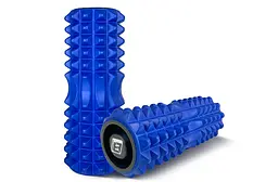 Масажний ролик Grid Roller 33 см v.1.2 із заглушками з двох сторін (синій) EasyFit fit0024997 - мініатюра 3
