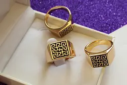 Печатка Xuping Jewelry 19,20,21,22 квадратна лабіринт золотиста 19 - мініатюра 4