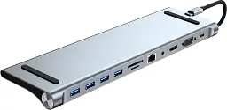Адаптер Dynamode 11-в-1 USB-C на HDTV 4K/30Hz, VGA, 1хUSB3.0, RJ45, USB Type-C PD, Audio, SD/MicroSD (BYL-2003)