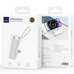 Портативний ЗП Power Bank Wiwu W026 2 in 1 Type-C з БЗП For Apple Watch 15W 5000 mAh White - мініатюра 7