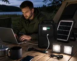 Портативна сонячна зарядна станція CCLAMP CL-083-38, 2400 mAh з LED-лампами / Автономне джерело живлення із сонячною панеллю - мініатюра 2