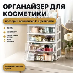 Органайзер для косметики 5 шухляд на стіл туалетний столик офіс дім прозорий - мініатюра 2