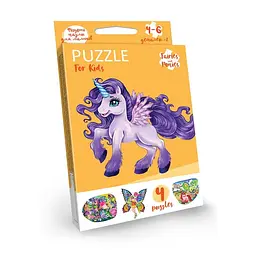 Дитячі розвиваючі пазли "Puzzle For Kids" PFK-05-12, 2 картинки Єдиноріг фіолетовий