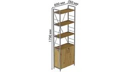 Етажерка 4/60 Ferrum-decor Серії Конект з тумбою 179x60x28 Сірий ДСП Артізан (FRD-102482) - мініатюра 3
