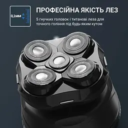 Електробритва Rowenta роторна Gentle Bald, бритв. головок-5, Li-Ion, сух.+волог., чорно-синій - мініатюра 3