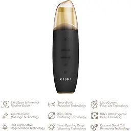 Мікрострумовий скрабер для шкіри та усунення чорних точок GESKE MicroCurrent Skin Scrubber & Blackhead Remover 9 в 1 сірий - мініатюра 3