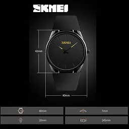 Наручний класичний годинник Skmei 1601S Чорний з чорним - мініатюра 5