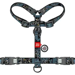 Шлея для собак анатомічна H-подібна Waudog Nylon з QR-паспортом Тінь Бетмена р.L (345-1078) - мініатюра 2