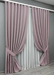 Комплект штор VR-Textil Ashen Night блекаут 2 шт 150x290 см пудровий (1843ш) - мініатюра 3