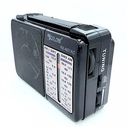 Портативний радіоприймач FM/TV/AM/SW1-2 Golon RX-607AC чорне міні радіо на батарейках
