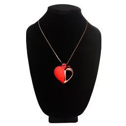 Кольє з підвіскою вібратором Charmed Vibrating Silicone Heart Necklace, 90 см (червоний) - мініатюра 7