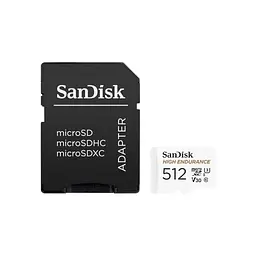 Карта пам'яті SanDisk 512GB microSDXC High Endurance UHS-I U3 V30 + SD adapter (SDSQQNR-512G-GN6IA) - мініатюра 1