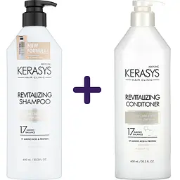 Набор: шампунь Kerasys Hair Clinic Revitalizing Shampoo оздоравливающий 600 мл + кондиционер Kerasys Revitalizing Conditioner Оздоравливающий 600 мл