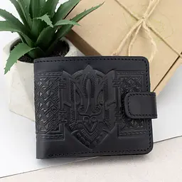 Гаманець чоловічий шкіряний Handycover HC0041 чорний з гербом України