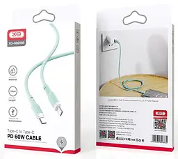 USB Кабель XO NB208B Type-C-Type-C Liquid Silicone 60W 5A 1.0m Зелений - мініатюра 2