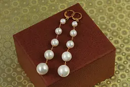 Сережки підвіски Xuping Jewelry Філософія сфер з перлами 9 см золотисті