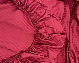 Постільна білизна LARA сатин-страйп LUX red d13225е180 з простирадлом на резинці 180х200х25 євро - мініатюра 6