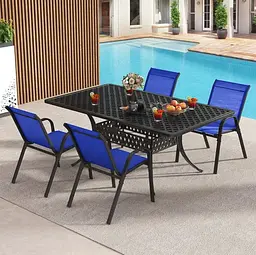 Комплект садових стільців Costway Patio з підлокітниками синій - мініатюра 5