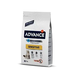 Сухий корм для котів з чутливим травленням Advance Cat Salmon Sensitive, з лососем і рисом, 3 кг