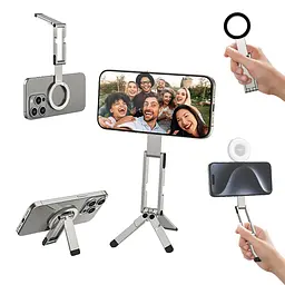 Тримач телефона Ulanzi MA60 Foldable Magnetic Phone Tripod (сріблястий)