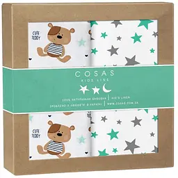 Пелюшки дитячі багаторазові Cosas Teddy Bear 2 шт 80х100 см (Бязь_МишкиТедди_Звездопад)