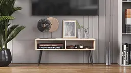 Тумба під ТВ Невада Ferrum-decor 45x100x38 Чорний метал ДСП Дуб Сан-Марино 16 мм (FRD-106724) - мініатюра 6