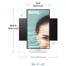 TFT 27" BenQ GW2790TC, IPS, 144Hz, HDMI, DP, USB-C, HAS, Pivot, колонки, білий - мініатюра 6