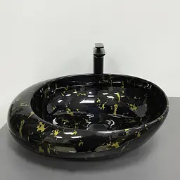 Умивальник VBI Riccia black marmo glossy накладний VBI-017201, Чорний - мініатюра 4