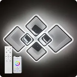 Люстра світлодіодна 517 Light 3color з пультом 150Вт Хром (01553) - мініатюра 2