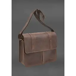 Шкіряна сумка-портфель Classic темно-коричневий Crazy Horse з ефектом Pull up