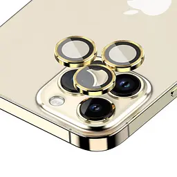Захисне скло Metal Classic на камеру (у упак.) для Apple iPhone 14 Pro (6.1) / 14 Pro Max (6.7) Золотий / Gold - мініатюра 5