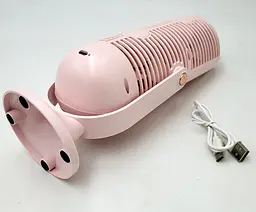 Вентилятор настільний акумуляторний колона на 2 вентилятори від USB висота 26см Охолоджувач повітря з LED дисплеєм Portable Fan-012 UKC 6367 рожевий - мініатюра 5