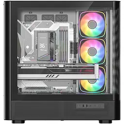 Корпус Modecom VOLCANO AQ500 ARGB MIDI FRONT LCD 6,2”, 4x120mm fans BLACK без БЖ ATX - мініатюра 3