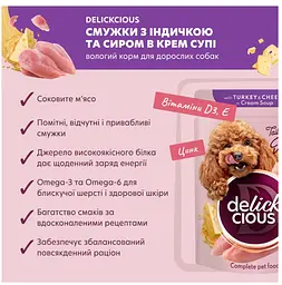 Вологий корм для собак Delickcious з індичкою та сиром у крем-супі 85 г D6211401 - мініатюра 2
