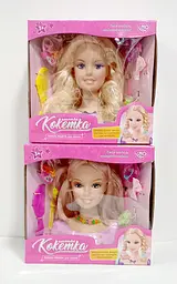 Лялька голова для зачісок 868-3-7 LimoToy, 20 см, гребінець, заколоч, гумочки, в коробці (6903317392902) МІКС - мініатюра 2