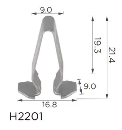 Скоба В=21.4 Д=16.8 Ш=9 Volkswagen, Audi, Skoda Seat (3B9867289, 16508) (H2201) - мініатюра 2