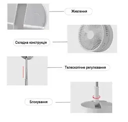 Акумуляторний вентилятор E-Dream висота до 100 см до 5 год роботи діаметр 20 см - мініатюра 3