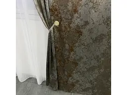 Жакардові мармурові штори сіро-бронзового кольору 2шт. 150х270 з білим шифоновим тюлем 400х270, на т ALBO pbe0052754 - мініатюра 10