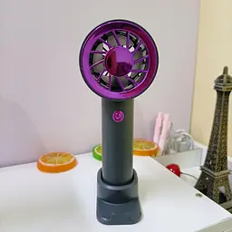 Акумуляторний мінівентилятор Portable Fan із підставкою для телефона, чорно-фіолетовий - мініатюра 2