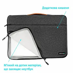 Чохол для ноутбука Grand-X 15'' SLX Dark Grey (SLX-15D) - мініатюра 4